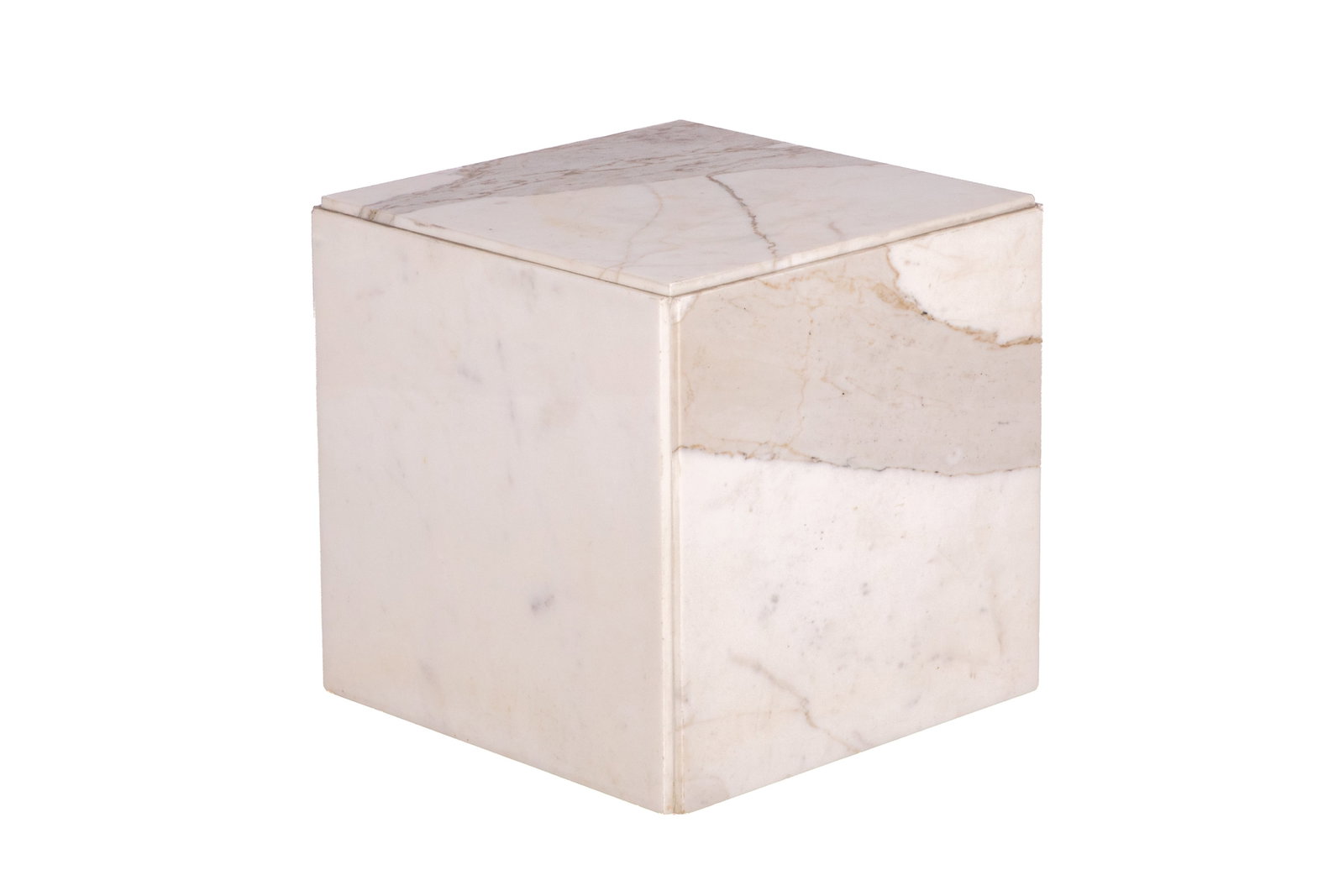 WHITE MARBLE CUBE PEDESTAL - 3