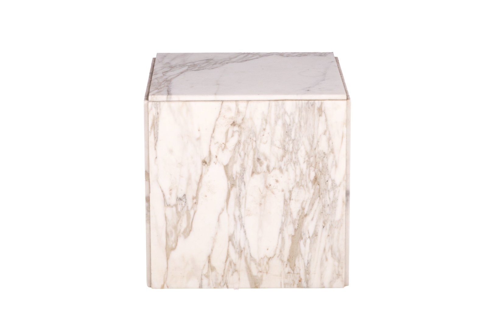 WHITE MARBLE CUBE PEDESTAL - 2