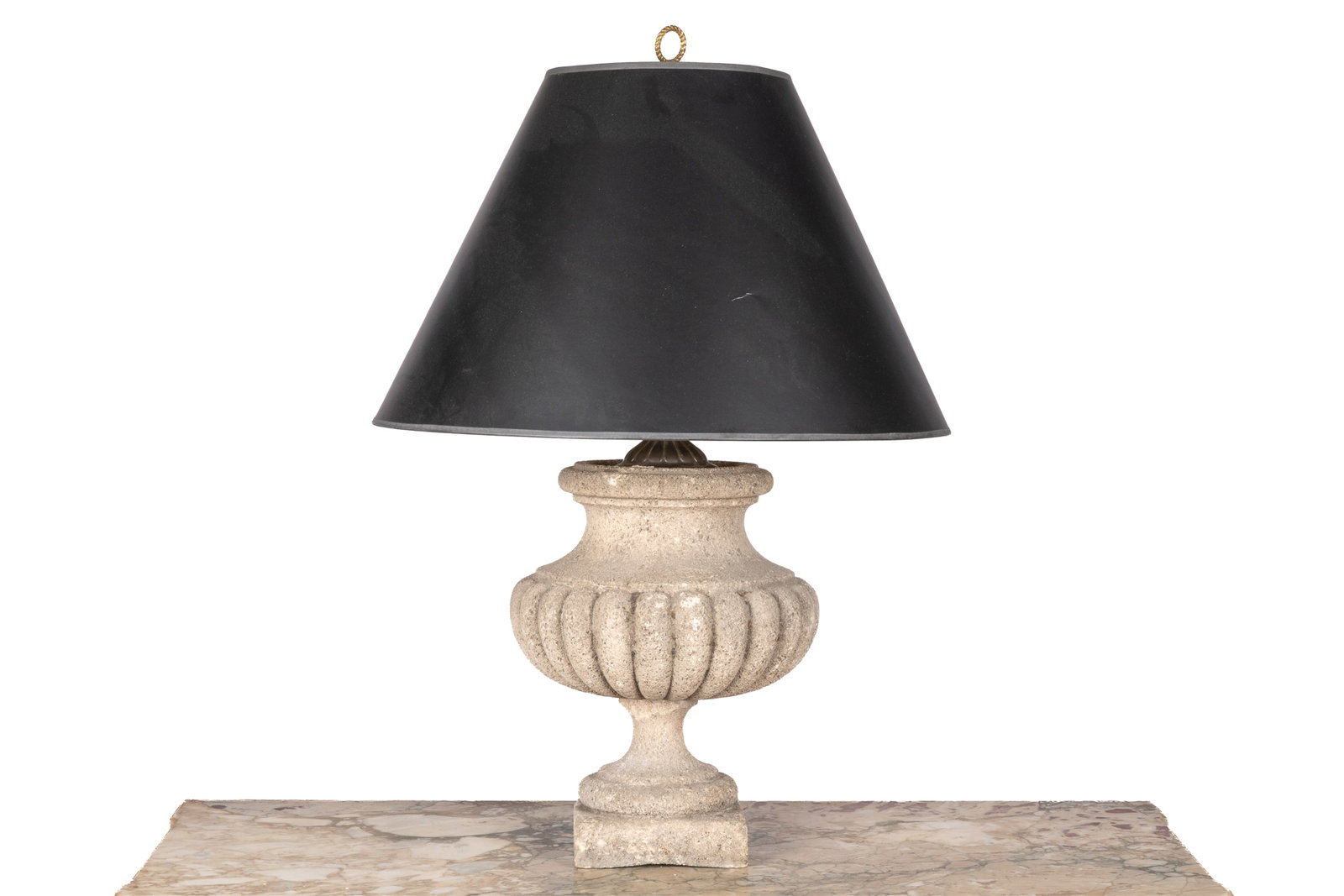 DECORATIVE STONE TABLE LAMP: Overall H 35in H 16in