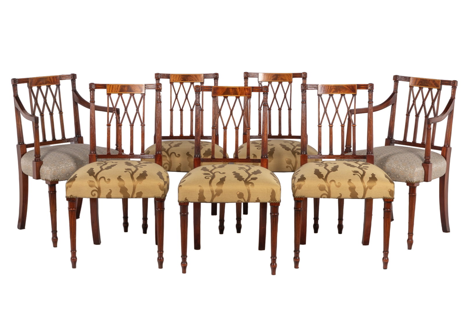 TEN SHERATON REVIVAL MAHOGANY DINING CHAIRS (1 of 10)