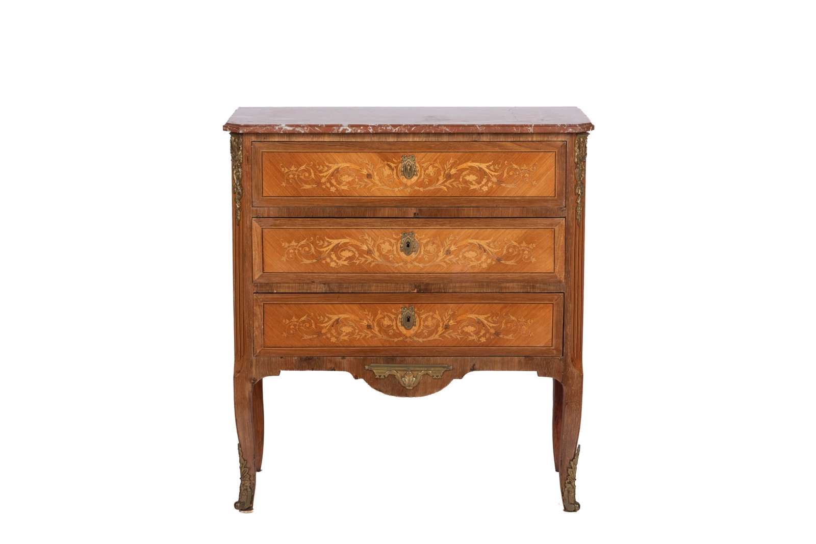 TRANSITIONAL STYLE ANTIQUE FRENCH COMMODE - 2