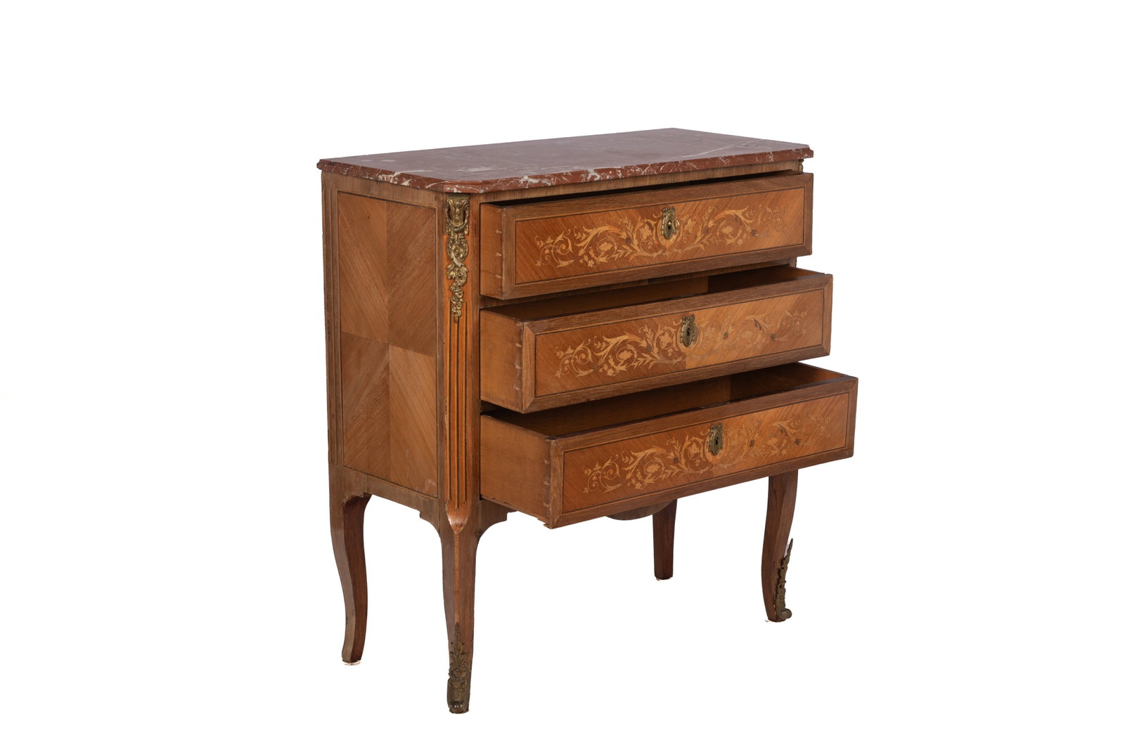 TRANSITIONAL STYLE ANTIQUE FRENCH COMMODE - 3