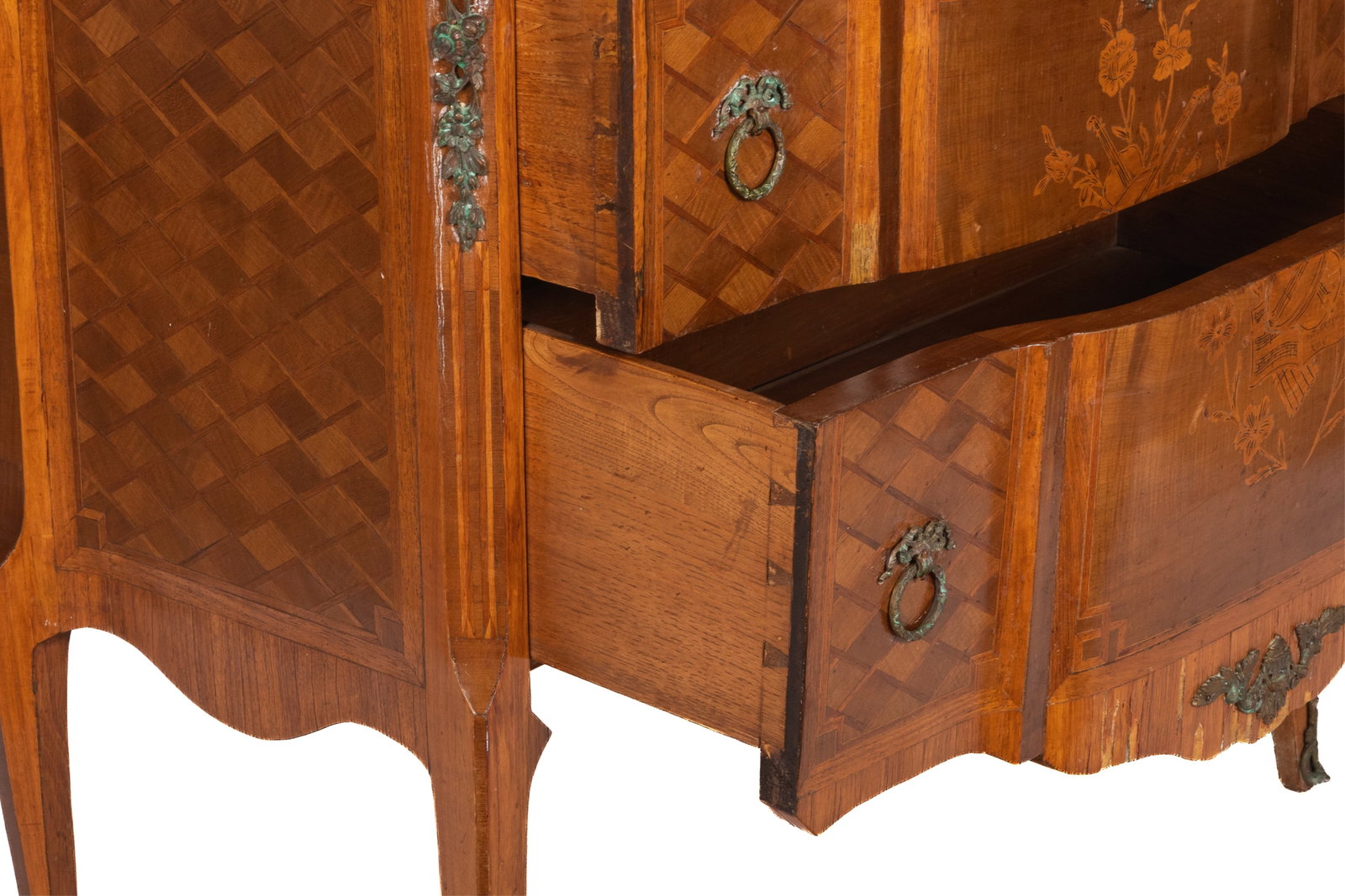 FRENCH MARBLE TOP TWO DRAWER COMMODE - 5