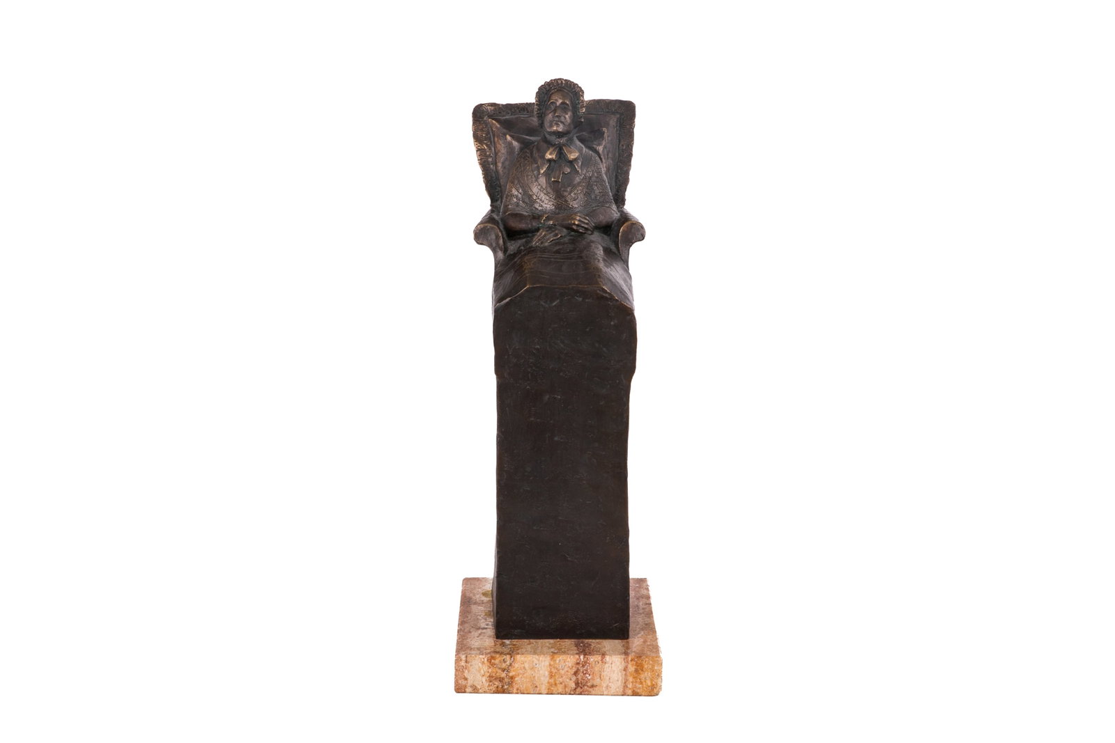 DORA DE PEDERY-HUNT (Hungarian-Canadian, 1913-2008: "The Matriarch" (1978) Bronze on marble Signed upper right corner of chair H. 14in x W. 4 3/4in x D. 6 1/2in (35.5cm x 12cm x 16.5cm)