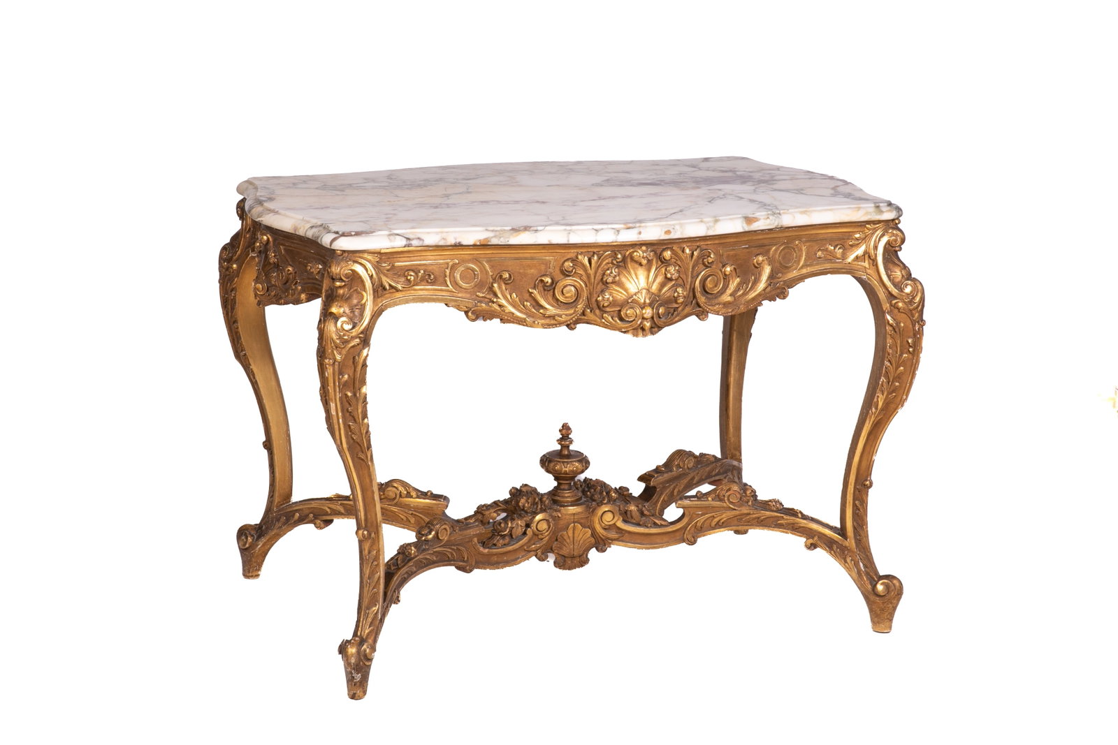 FRENCH MARBLE TOP GILTWOOD HALL TABLE (1 of 6)