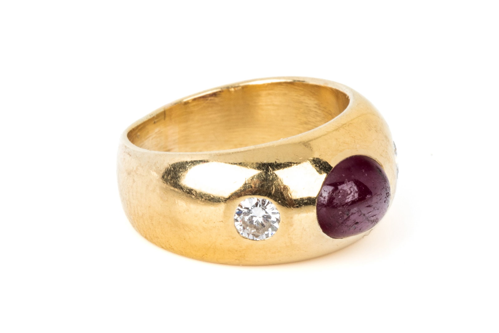 18K RUBY & DIAMOND DOME RING 8.5g - 2