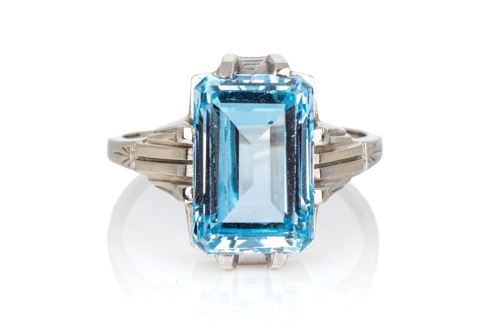 14K WHITE GOLD BLUE SPINEL RING 4.2g (1 of 3)