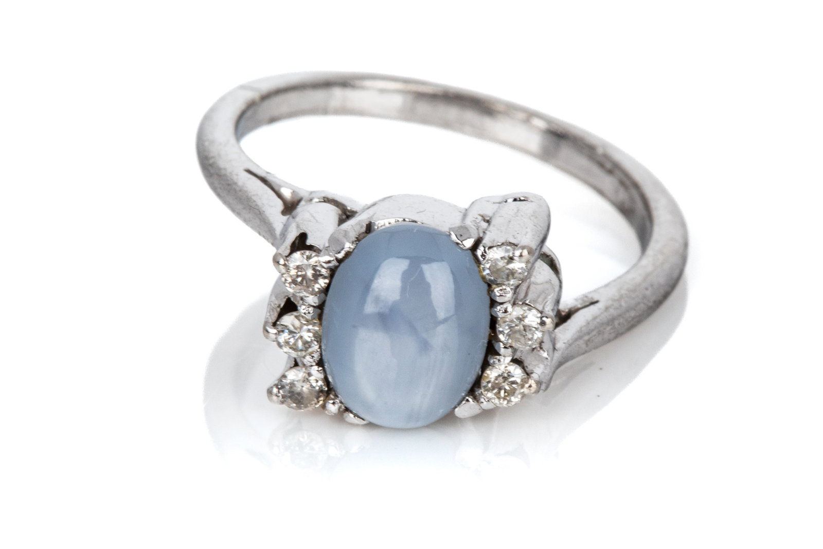 10K DIAMOND & GREY STAR SAPPHIRE RING 3.9g (1 of 2)