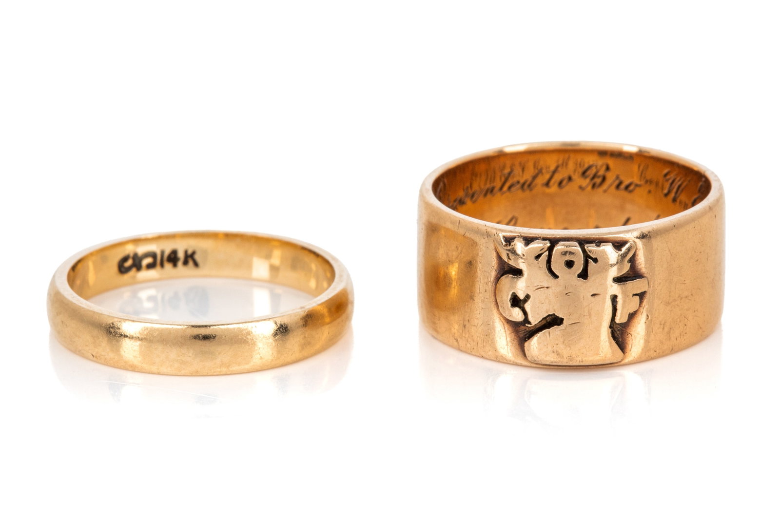 TWO 14K YELLOW GOLD BAND RINGS 9.9g (1 of 4)