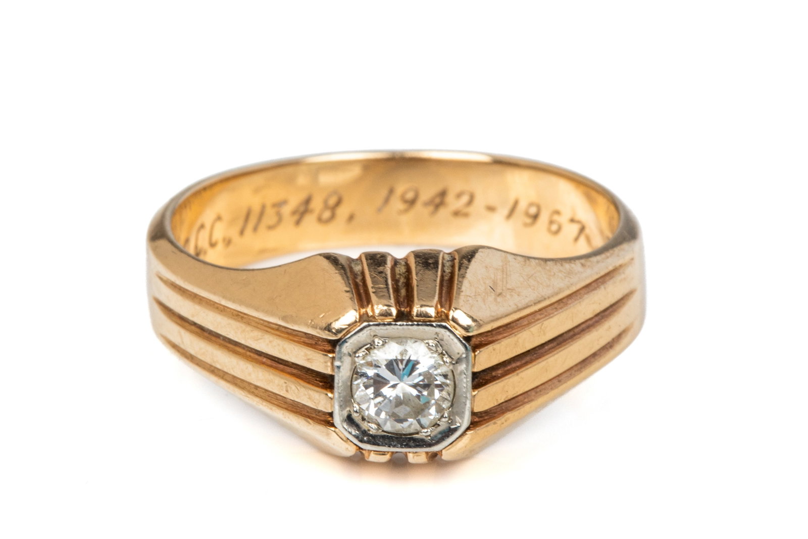 14K GOLD & DIAMOND GENTS PINKY RING 6.3g (1 of 4)