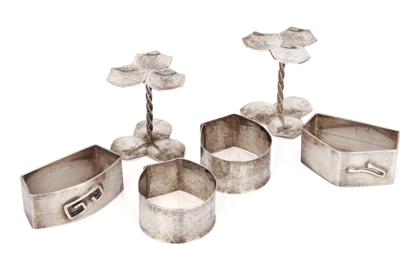 TWO PAIRS OF CANADIAN SILVER NAPKIN RINGS 203g (1 of 3)