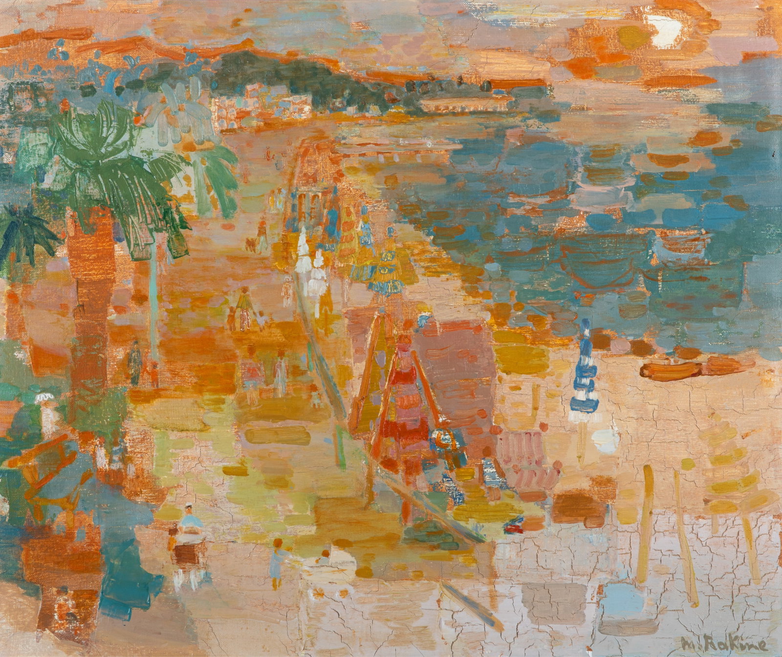 MARTHE RAKINE (Canadian / Swiss, 1904-1996): Italian Riviera (Alassio) Oil on canvas Signed bottom right H. 20 1/4" x W. 24" (51.5cm x 61cm)