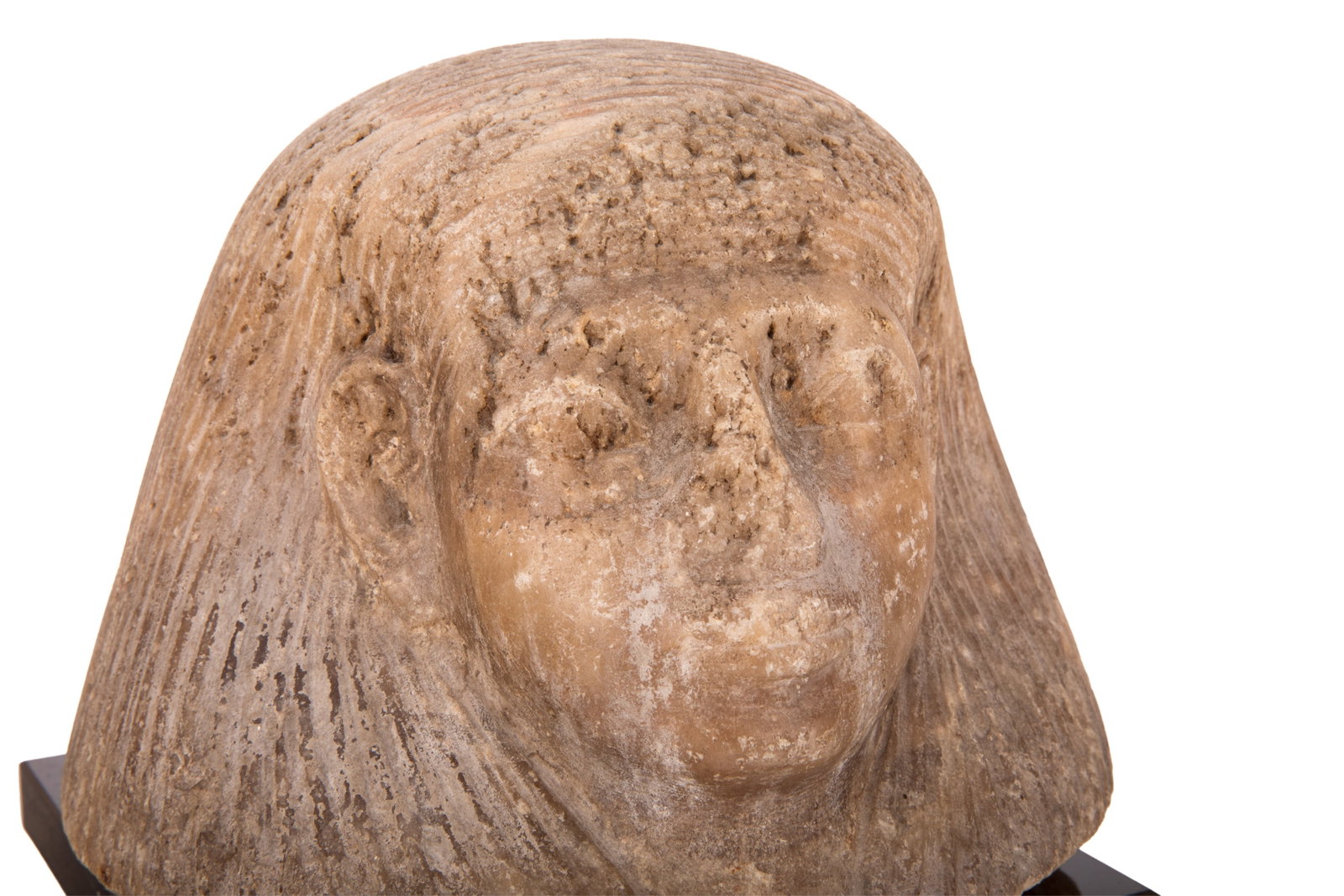EGYPTIAN CARVED ALABASTER CANOPIC FUNERARY JAR LID - 6
