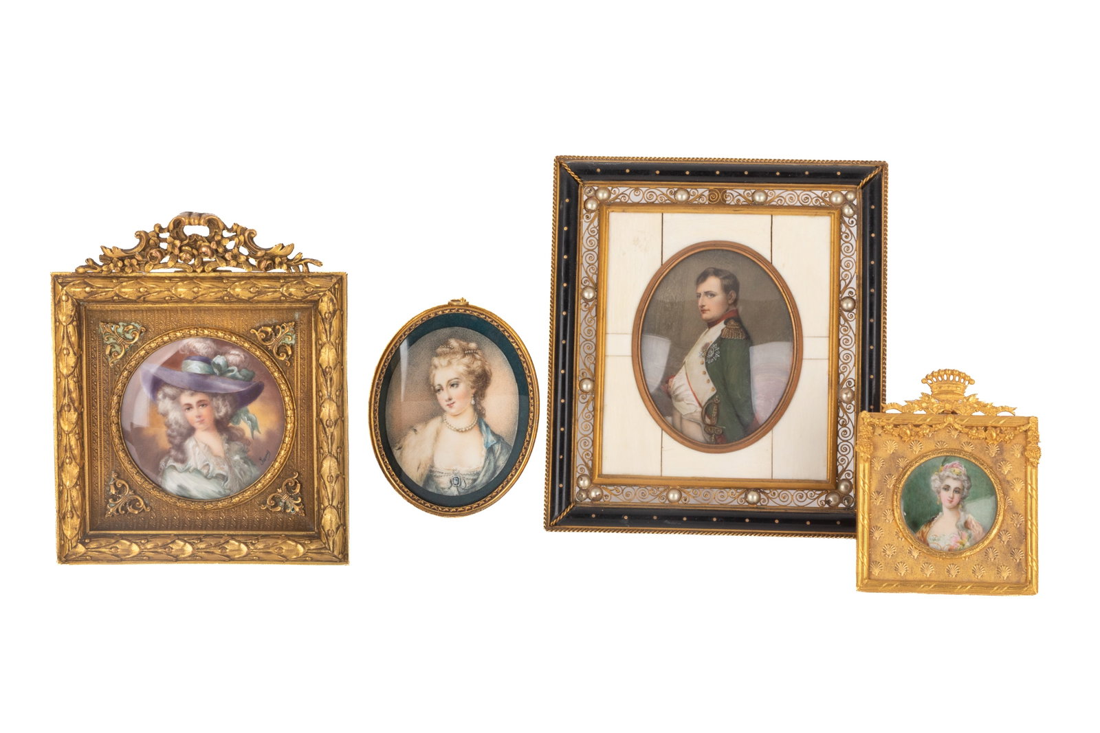 FOUR ANTIQUE FRENCH PORTRAIT MINIATURES (1 of 8)