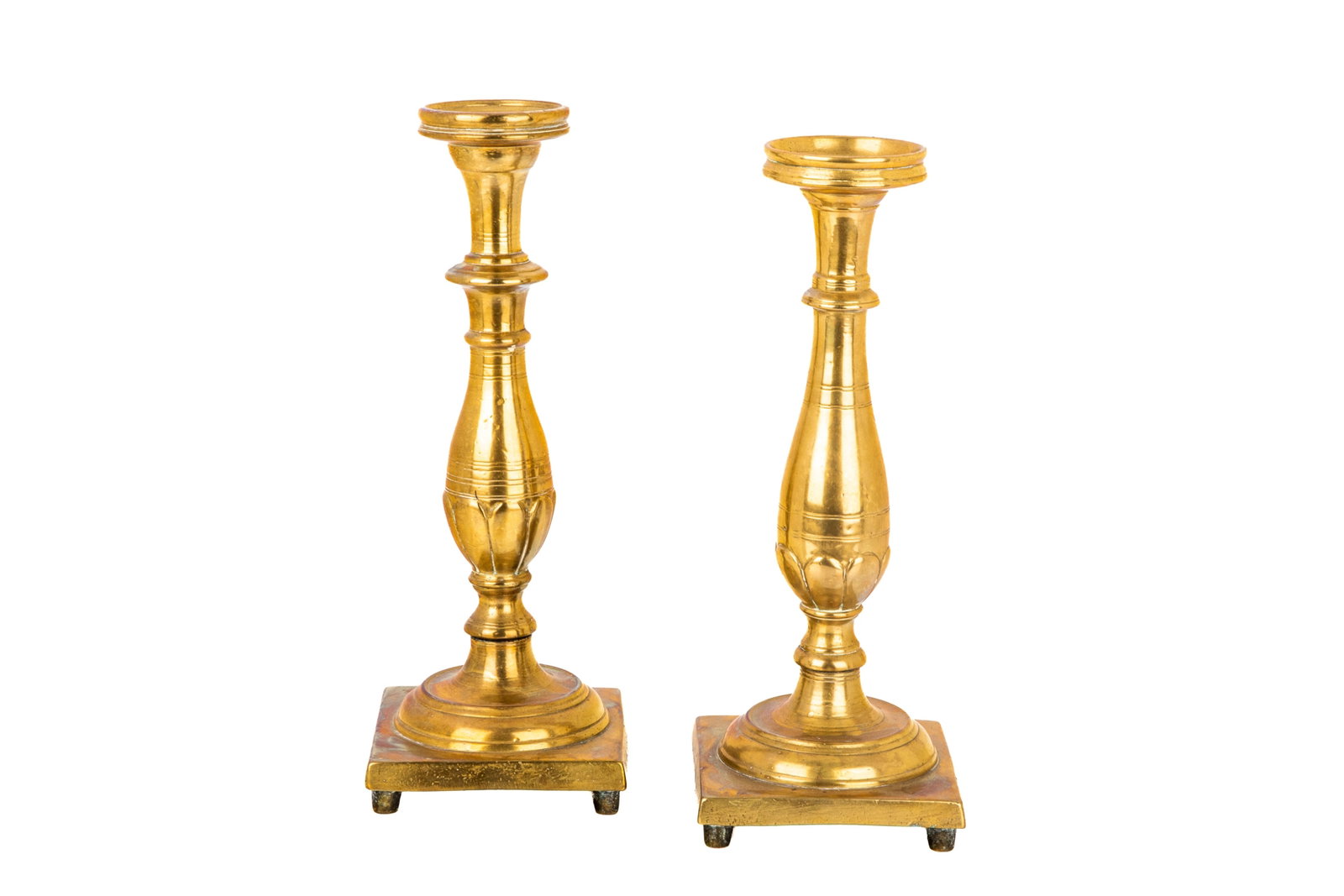 PAIR OF BALTIC-STYLE BRASS CANDLESTICKS (1 of 4)