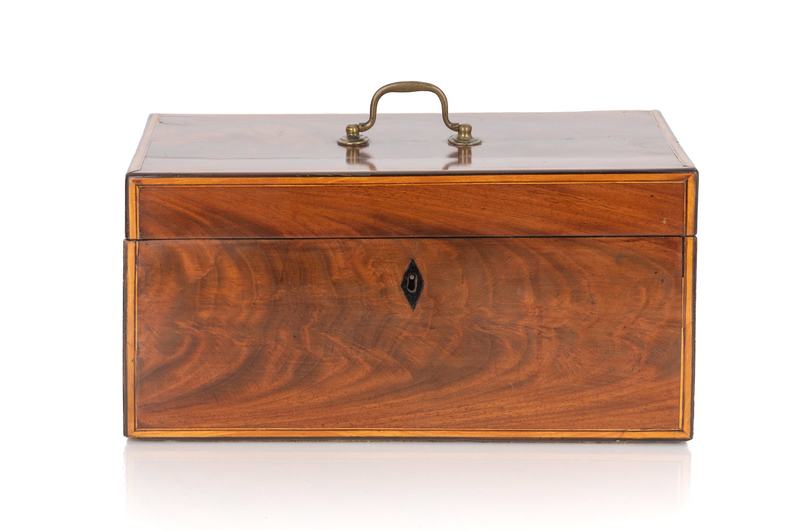 ANTIQUE INLAID REGENCY MAHOGANY TEA CADDY (1 of 5)