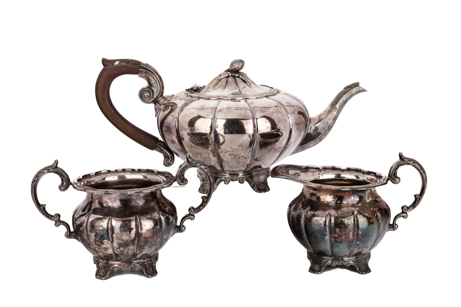 THREE PIECE CANADIAN SILVER TEAPOT SET, 1717g (1 of 2)