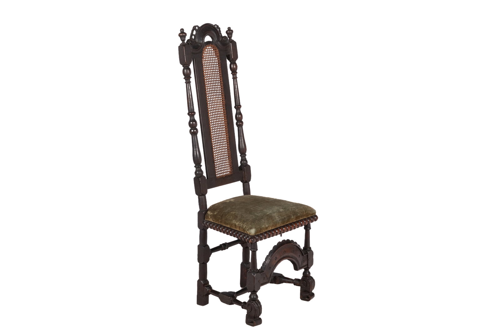 TALL CHARLES II CARVED BEECHWOOD CHAIR (1 of 6)