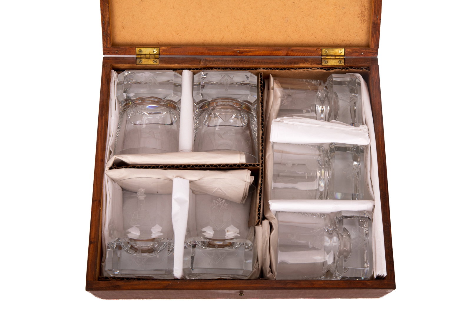 SEVEN ENGRAVED MASONIC FIRING GLASSES (1 of 4)