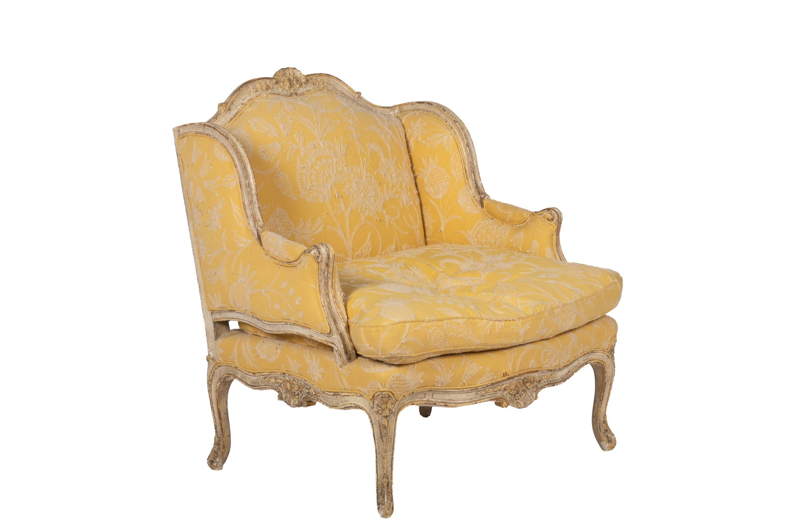 OVERSIZED YELLOW UPHOLSTERED CHAIR (1 of 5)