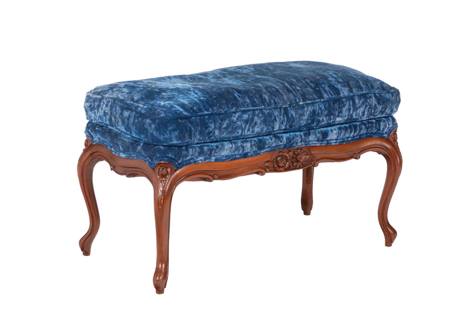 FRENCH PROVINCIAL UPHOLSTERED FOOTSTOOL (1 of 4)