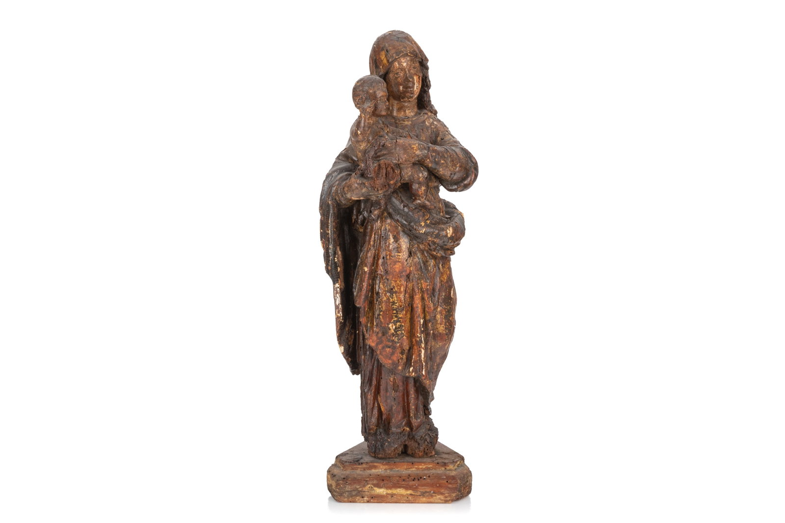 CARVED AND POLYCHROMED WOOD MARY AND JESUS (1 of 6)