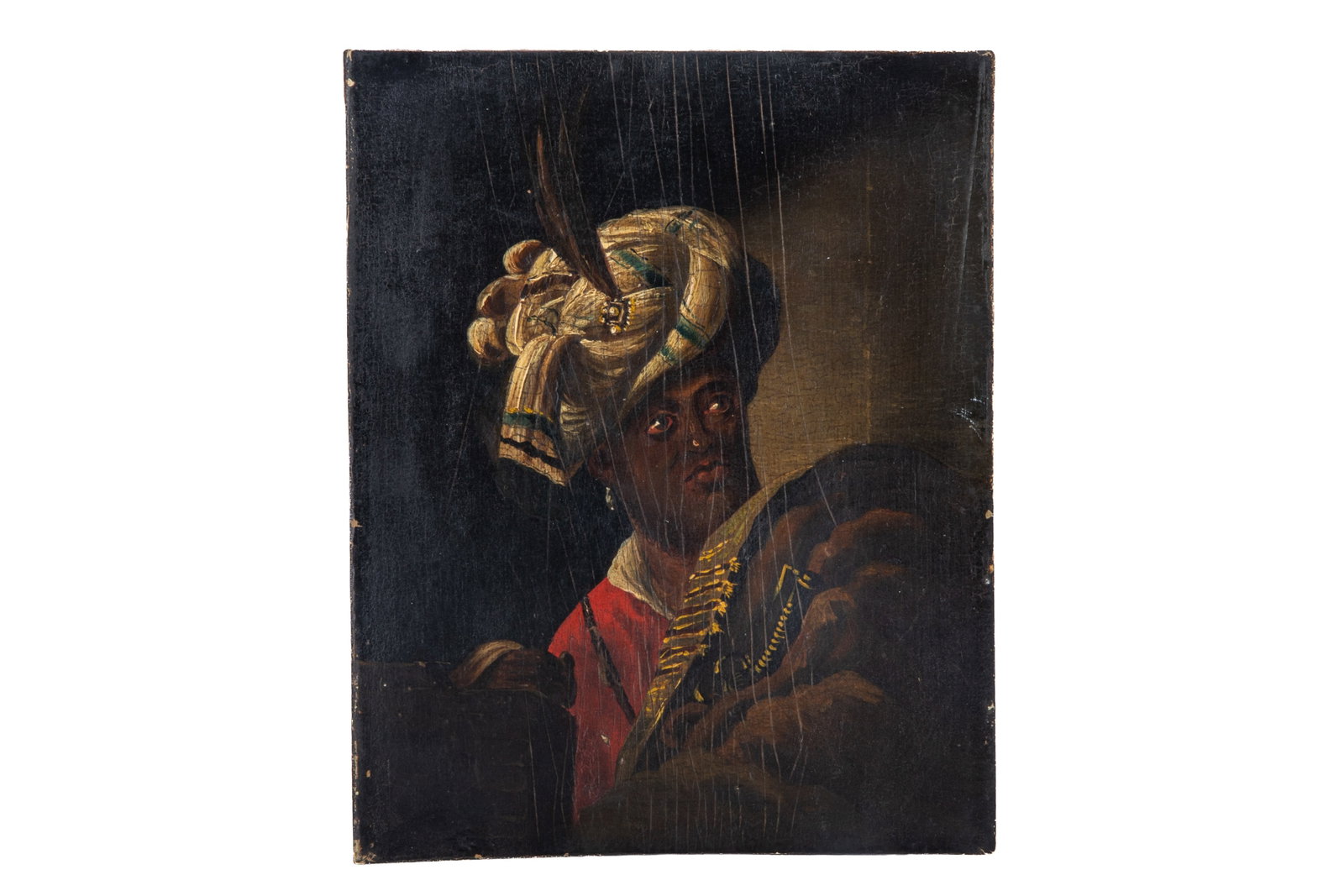 AFTER AERT JANSZ MARIENHOF (Dutch, 1626-1652): Copy of "Oriental in a Turban" originally by Aert Jansz Marienhof (Dutch, 1626-1652). Oil on board. H. 8 7/8" x W. 7".