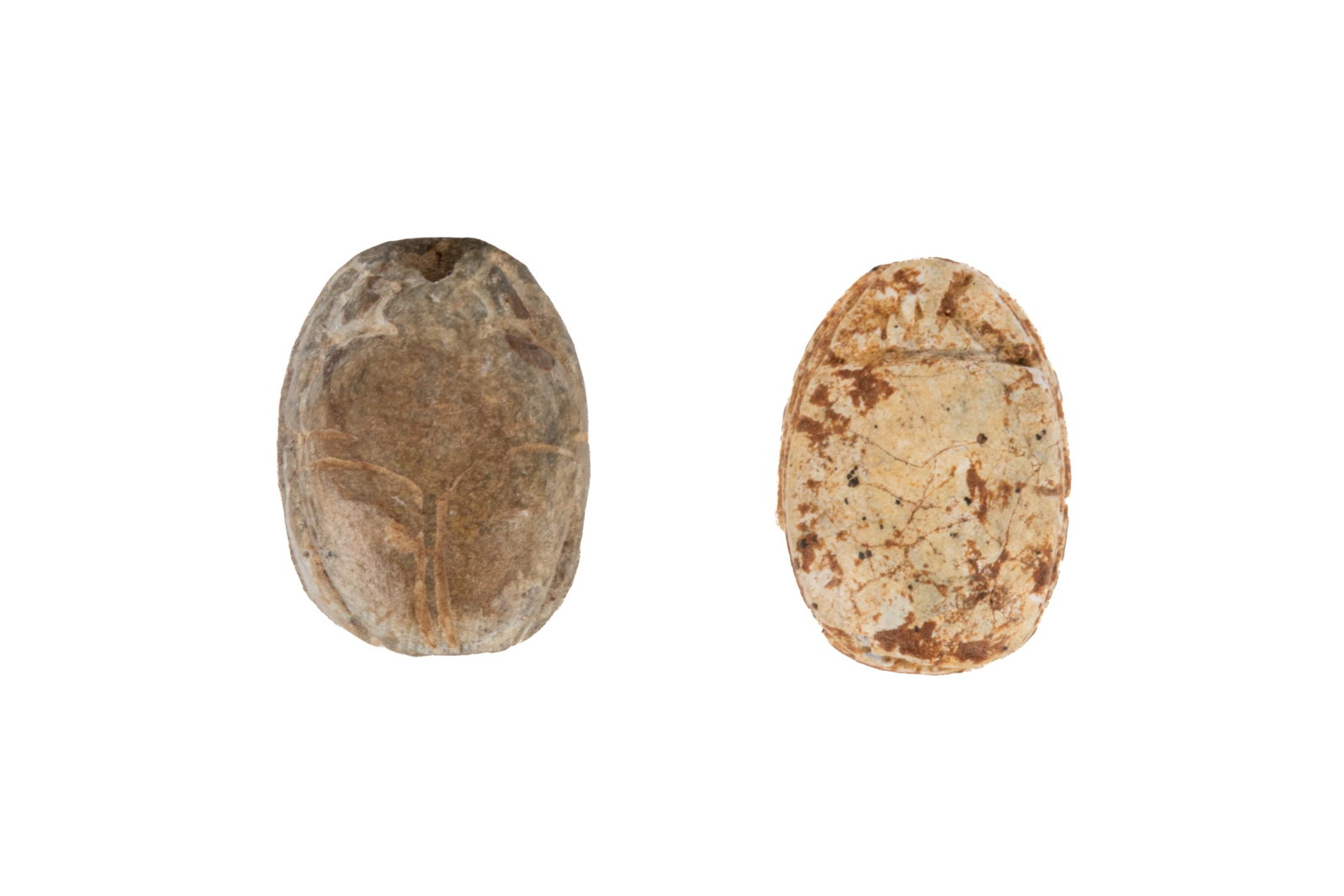 TWO ANCIENT EGYPTIAN STEATITE DONKEY SCARABS (1 of 4)