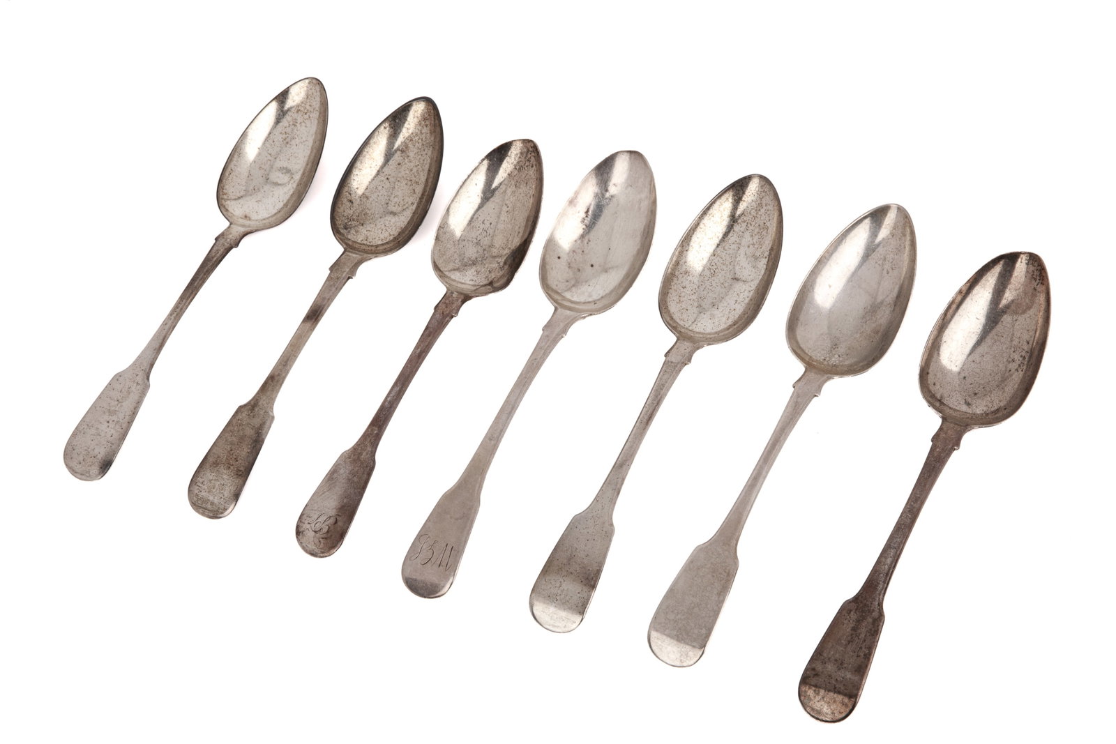 A GROUP OF LAURENT AMIOT TABLE SPOONS 481g (1 of 2)