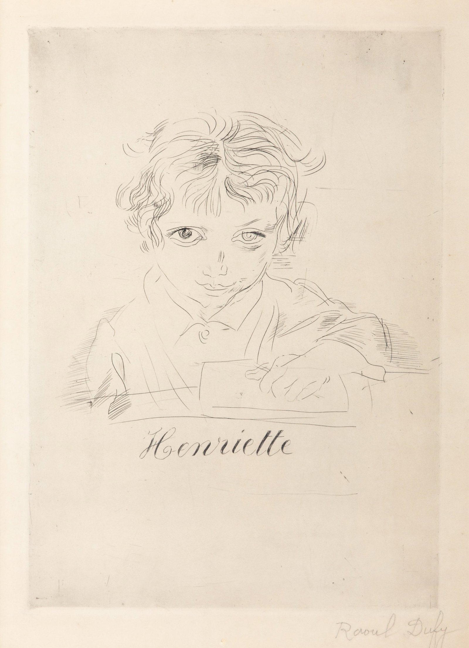 RAOUL DUFY (French, 1877-1953): Henriette Engraving Signed lower right Sight H. 17in x W. 12 1/2in (43.2cm x 31.6cm)