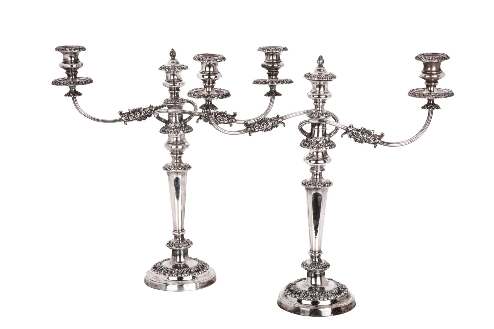 PAIR OF SILVER-PLATED CANDELABRA (1 of 2)