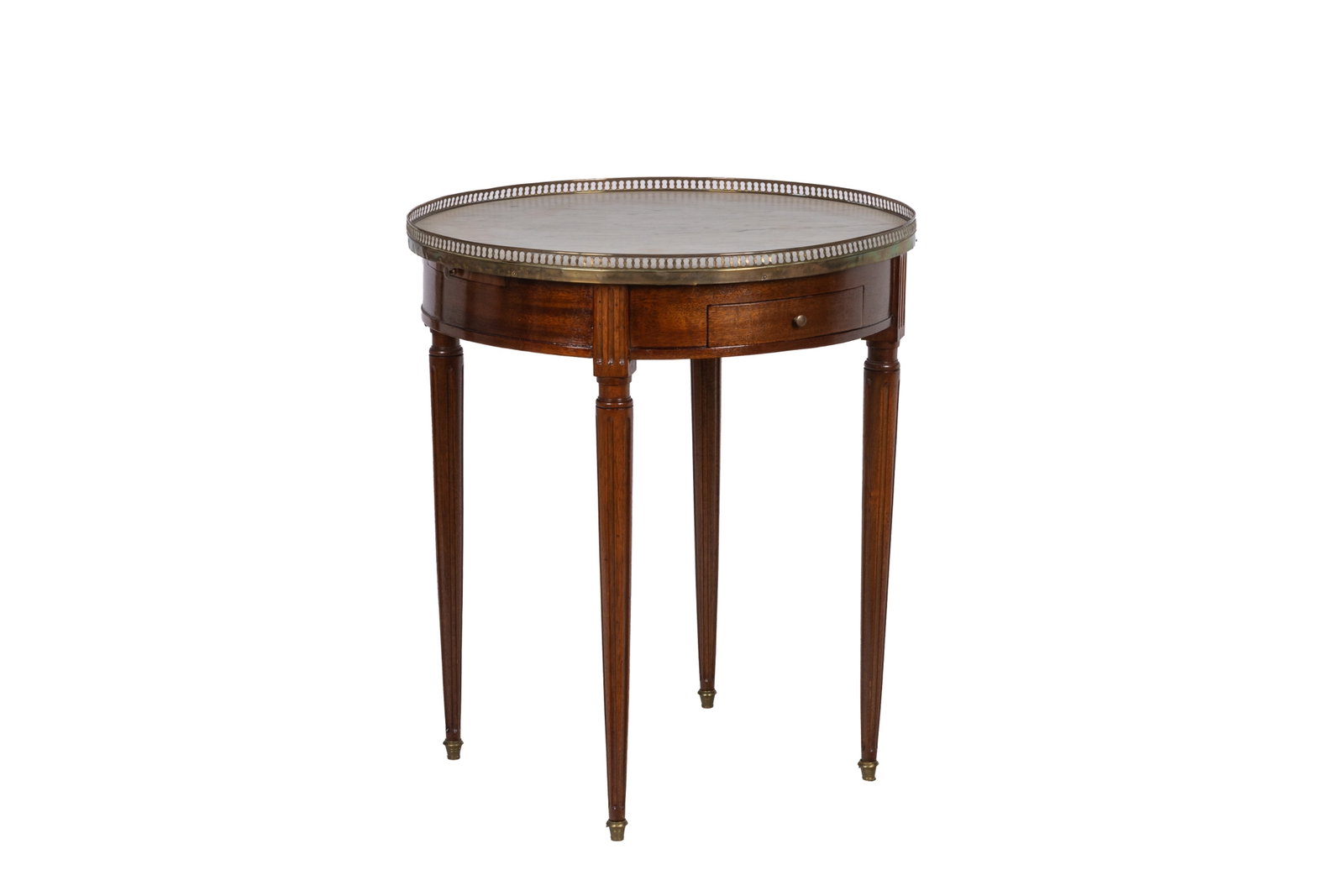 FRENCH CIRCULAR WHITE MARBLE TOP BOULETTE TABLE (1 of 8)