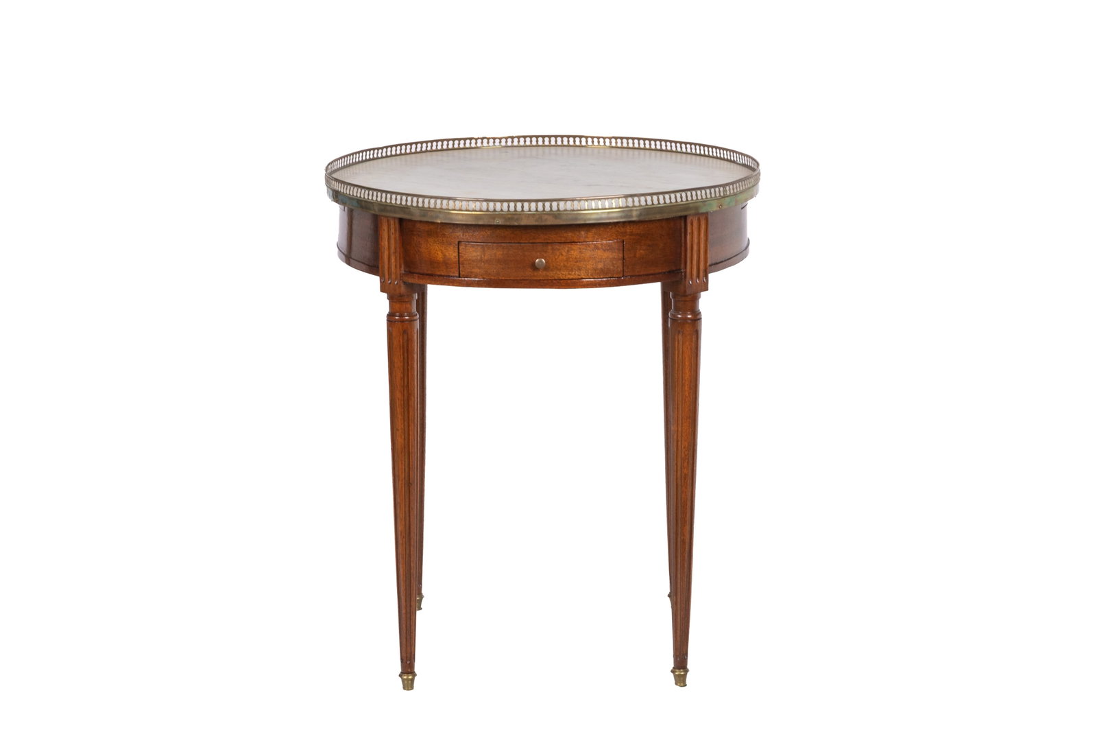 FRENCH CIRCULAR WHITE MARBLE TOP BOULETTE TABLE - 2