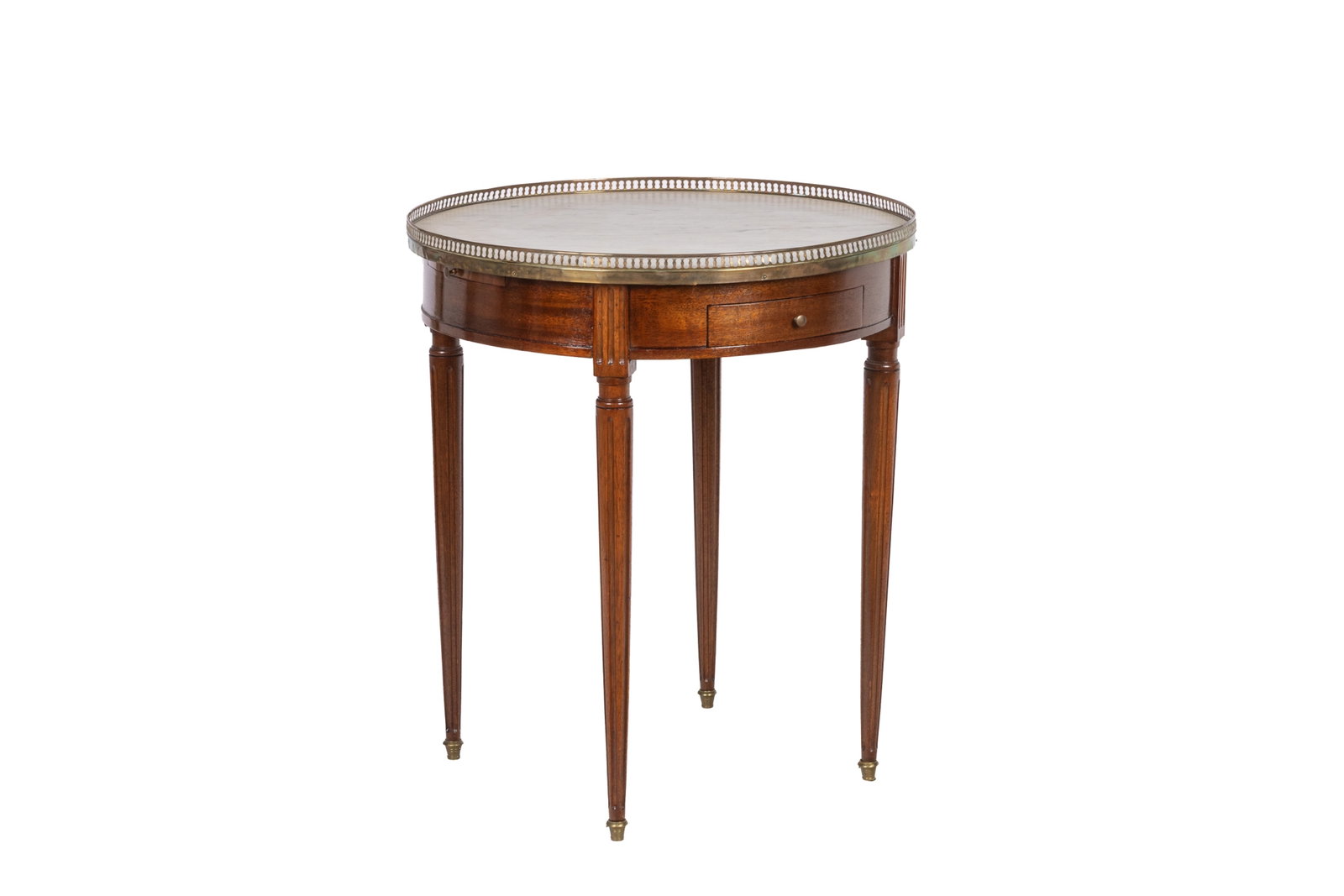 FRENCH CIRCULAR WHITE MARBLE TOP BOULETTE TABLE - 3