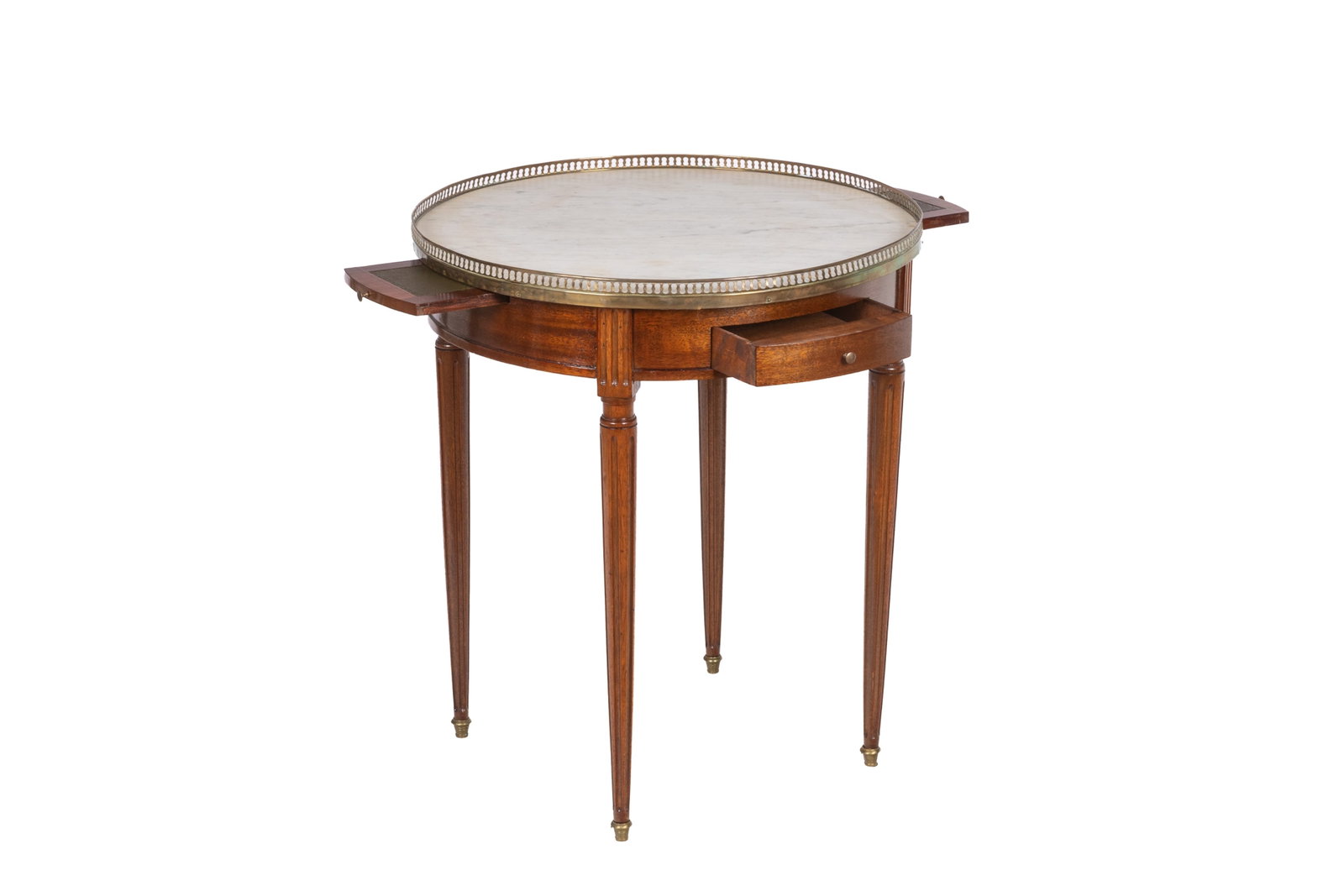 FRENCH CIRCULAR WHITE MARBLE TOP BOULETTE TABLE - 4