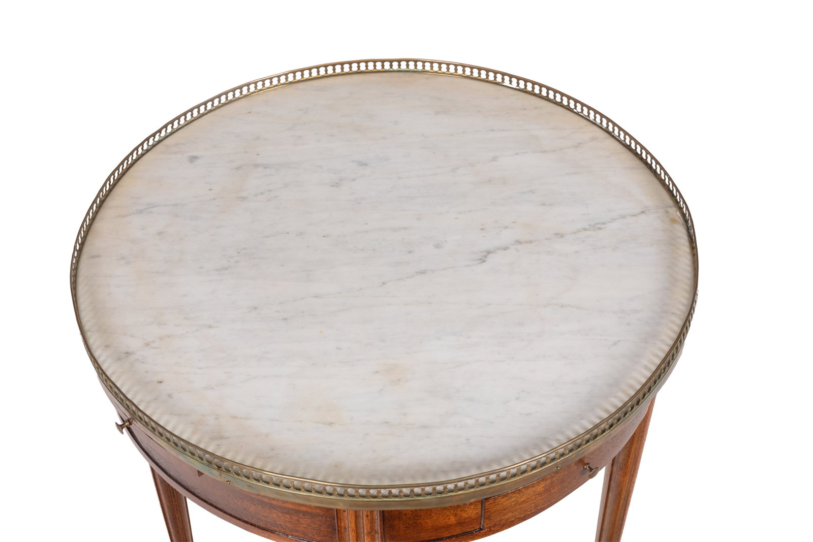 FRENCH CIRCULAR WHITE MARBLE TOP BOULETTE TABLE - 6
