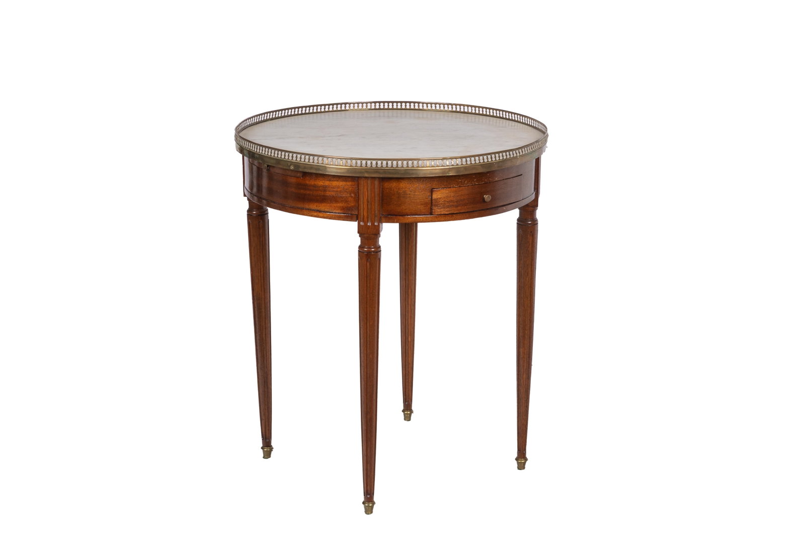 FRENCH CIRCULAR WHITE MARBLE TOP BOULETTE TABLE - 7