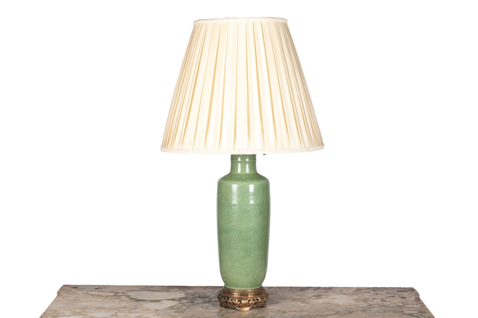 CELADON CRACKLE GLAZED TABLE LAMP (1 of 3)