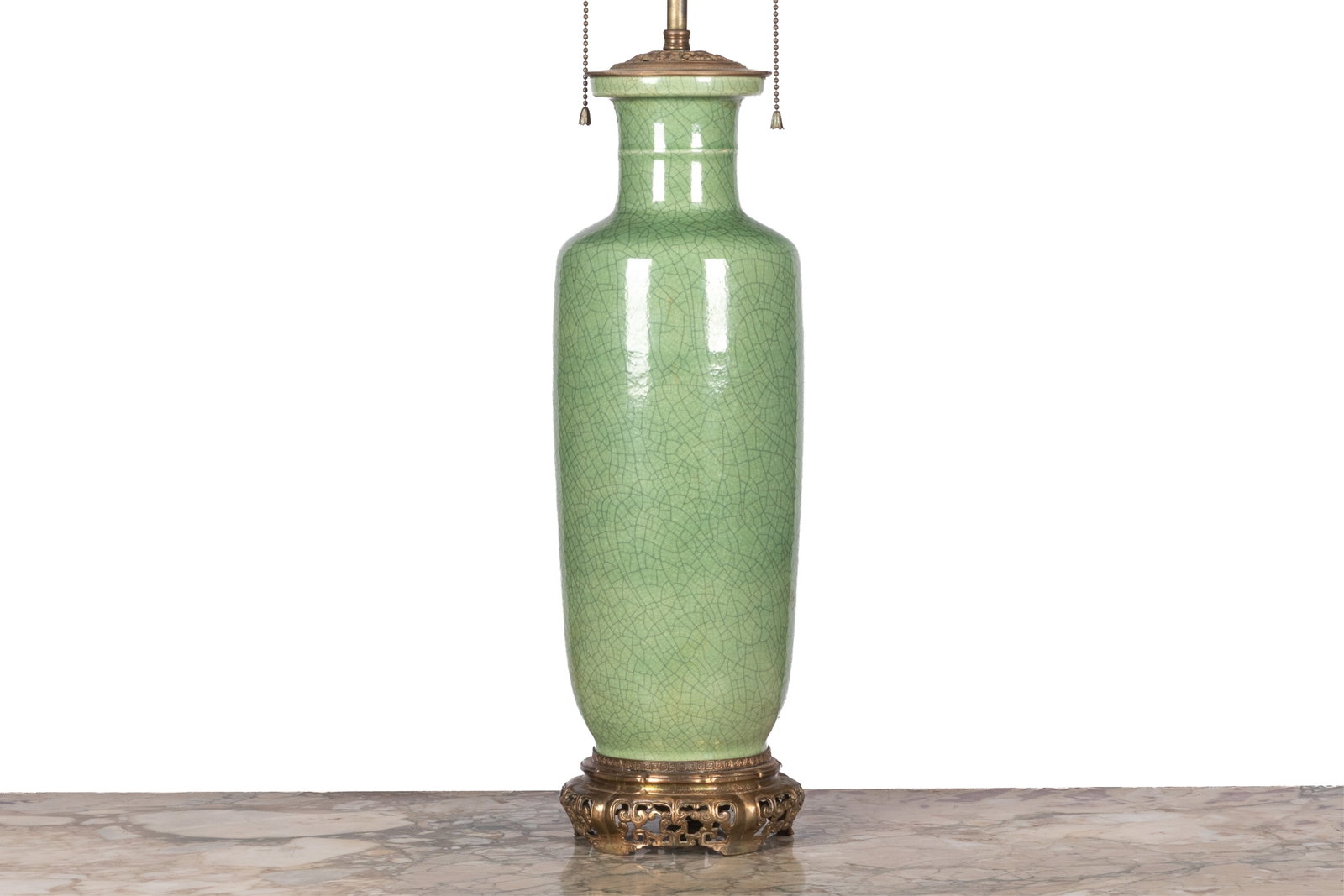 CELADON CRACKLE GLAZED TABLE LAMP - 2