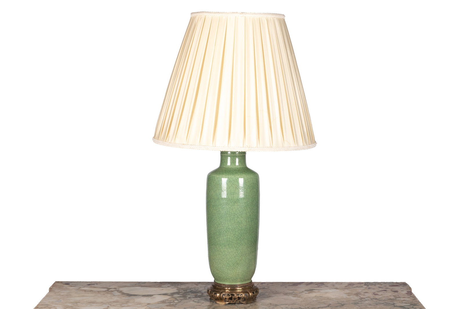 CELADON CRACKLE GLAZED TABLE LAMP - 3