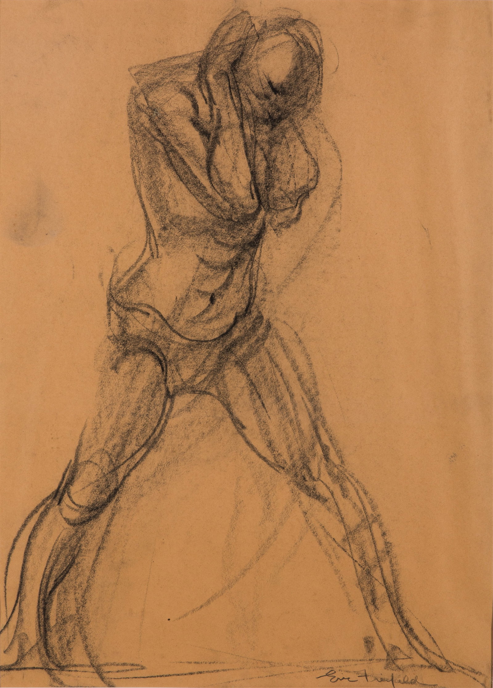 ERIC FREIFELD (Russian / Canadian, 1919-1984): Untitled (figure study) Drawing Signed bottom left H. 23 3/4" x W. 17 3/4"