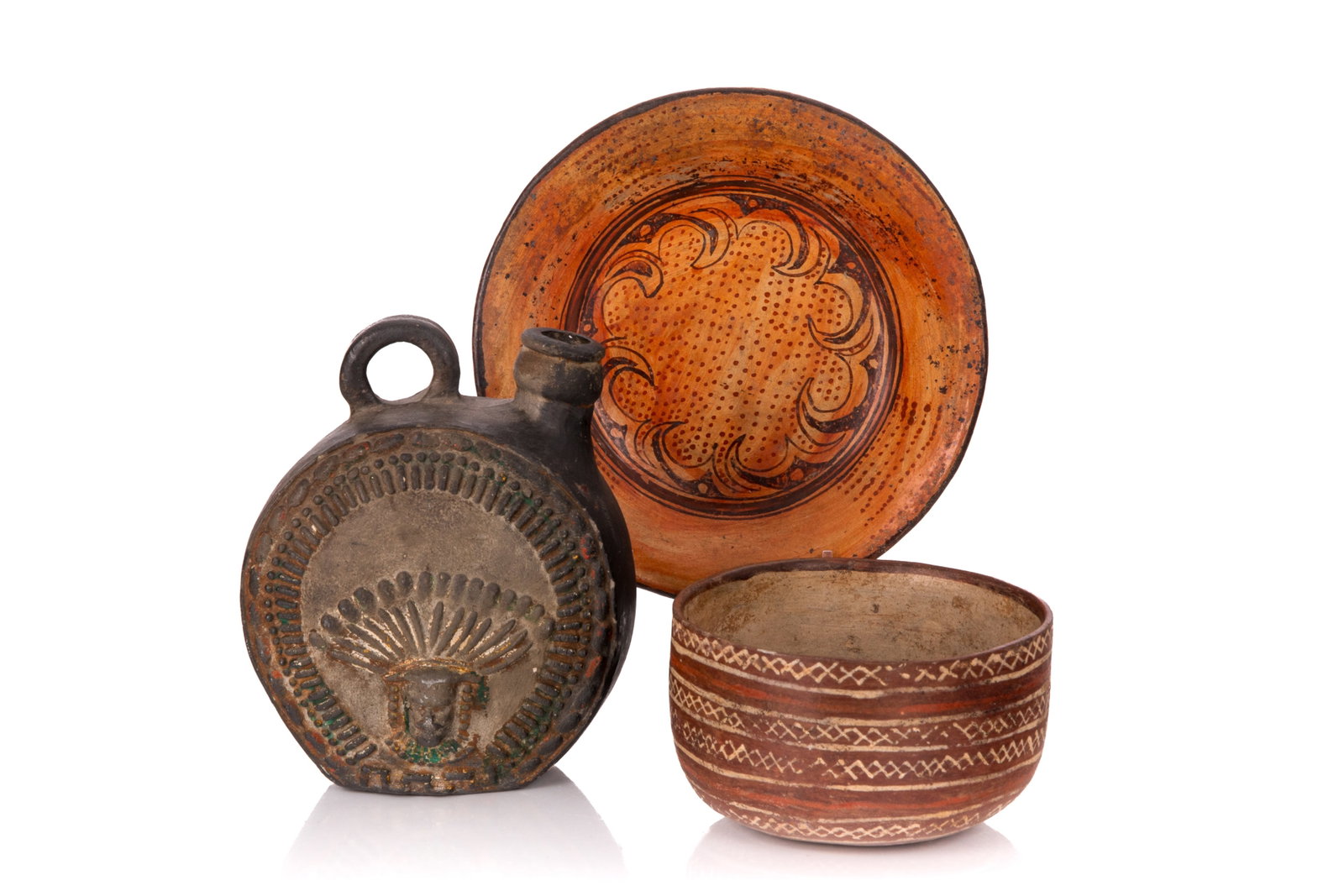 THREE PIECES OF PAINTED POTTERY (1 of 3)