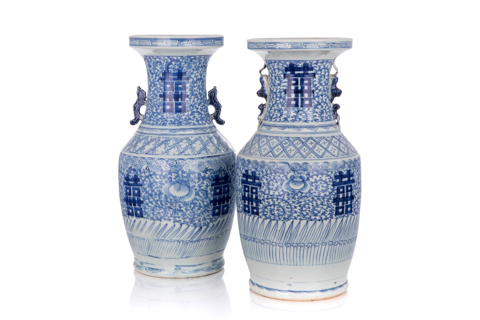 PAIR OF CHINESE SHOU VASES (1 of 3)