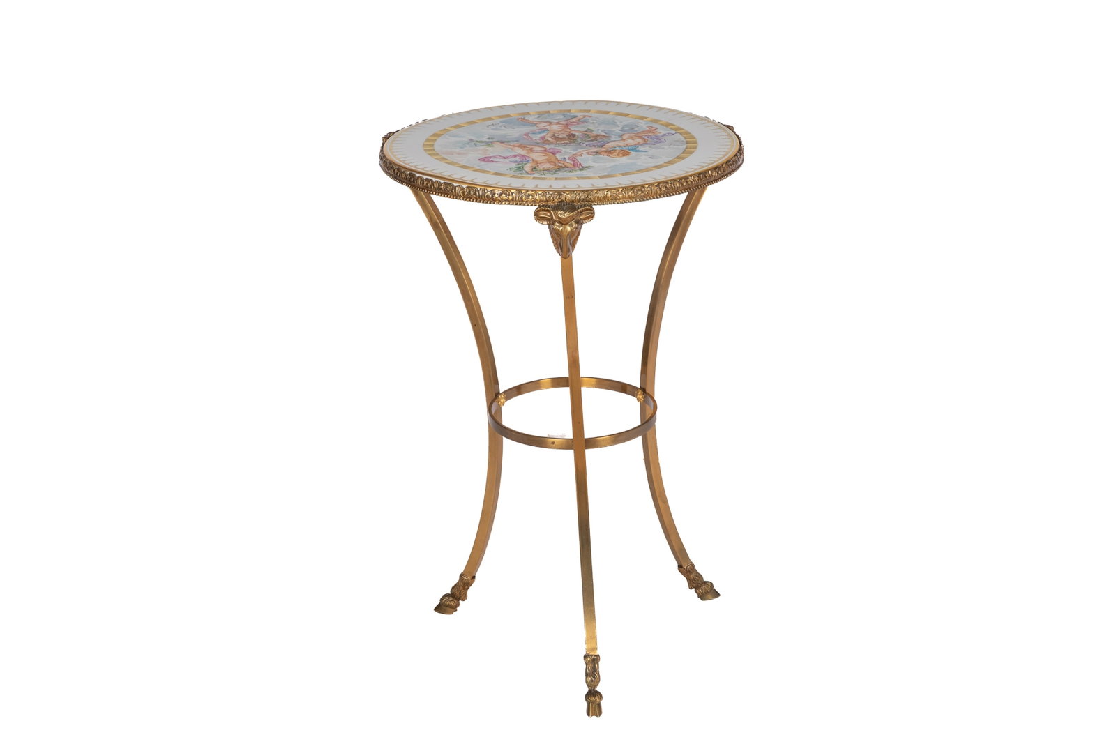 FRENCH PORCELAIN TOP BRONZE OCCASIONAL TABLE (1 of 5)