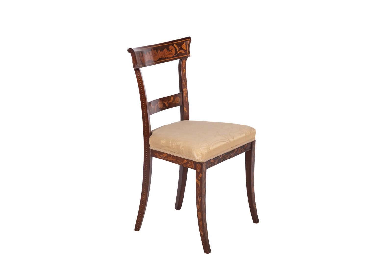 19TH DUTCH MAHOGANY & MARQUETRY SIDE CHAIR (1 of 5)