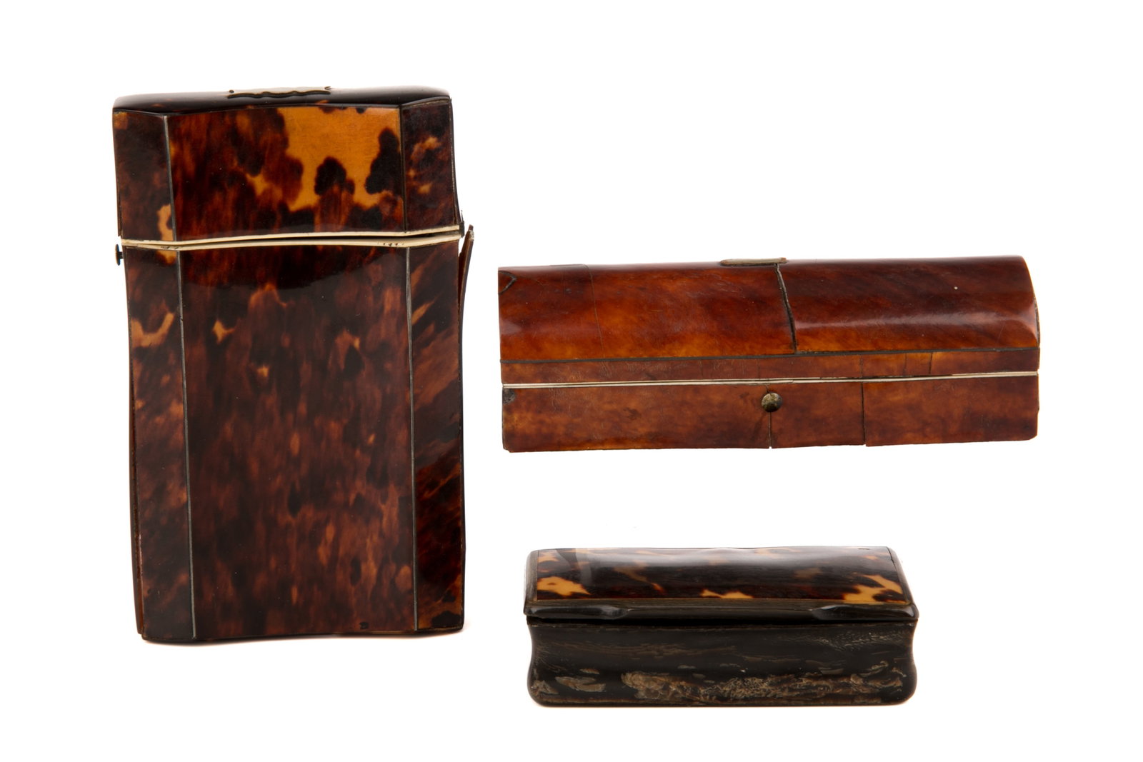 THREE GEORGIAN TORTOISESHELL BOXES - 3