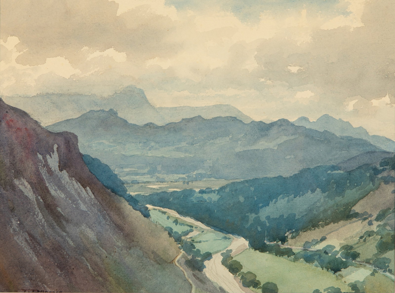 JOHN PATRICK DOWNIE (Scottish, 1871-1945): Mountains Watercolour Signed bottom left Sight measurements: H. 8 3/8" x W. 11 1/4"