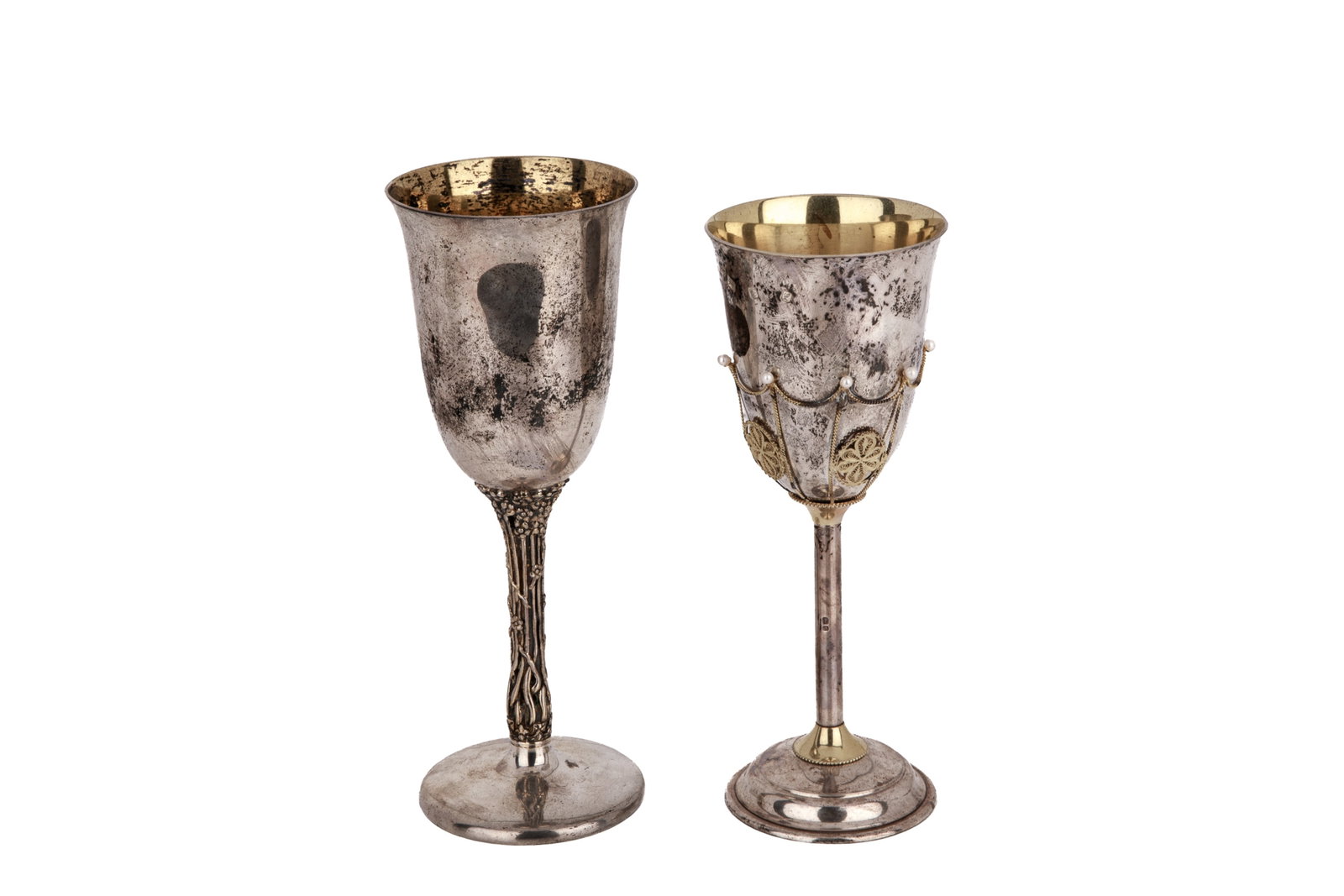 TWO SILVER GOBLETS 328g - 2