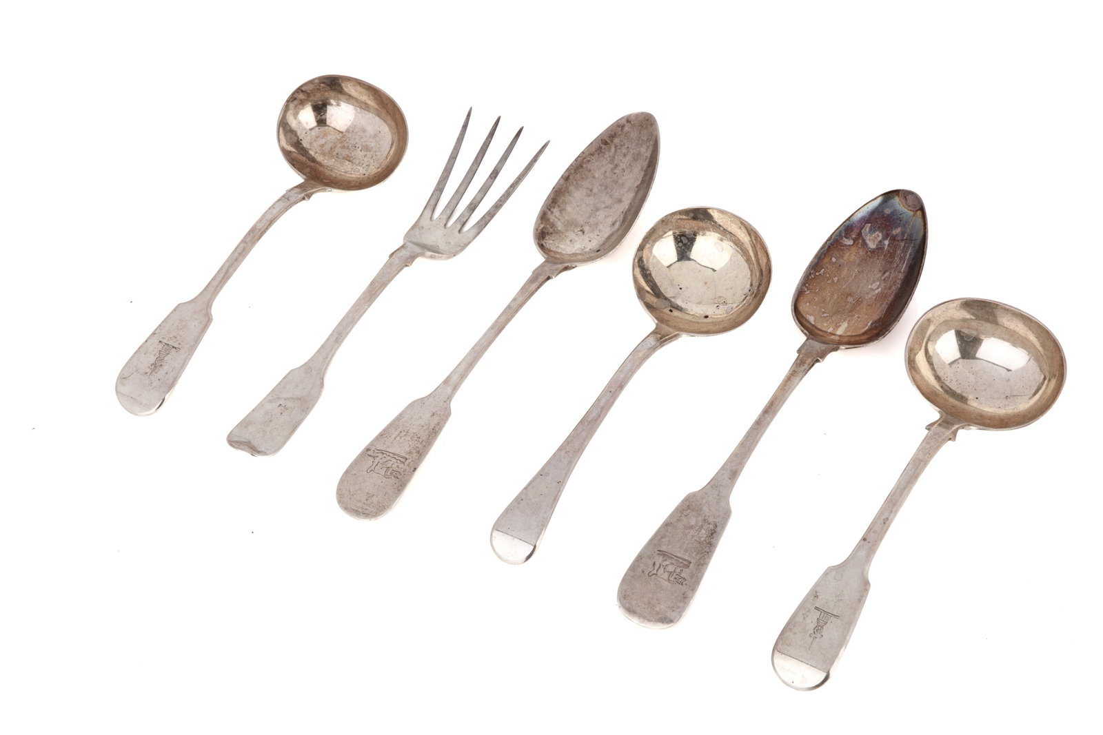 GROUP OF ANTIQUE SILVER FLATWARE 400 g (1 of 2)