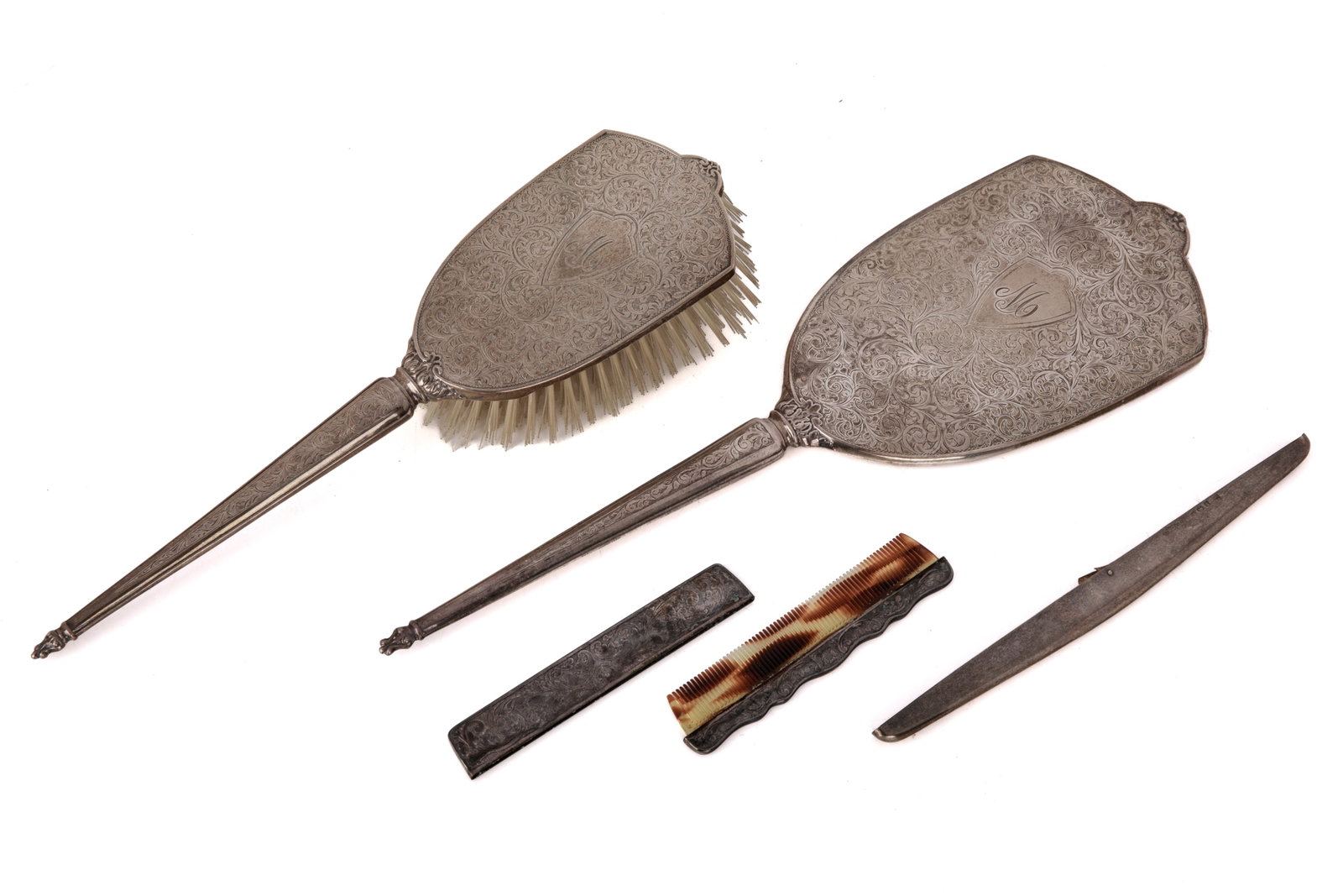4 pc. SILVER VANITY SET, 198g - 2